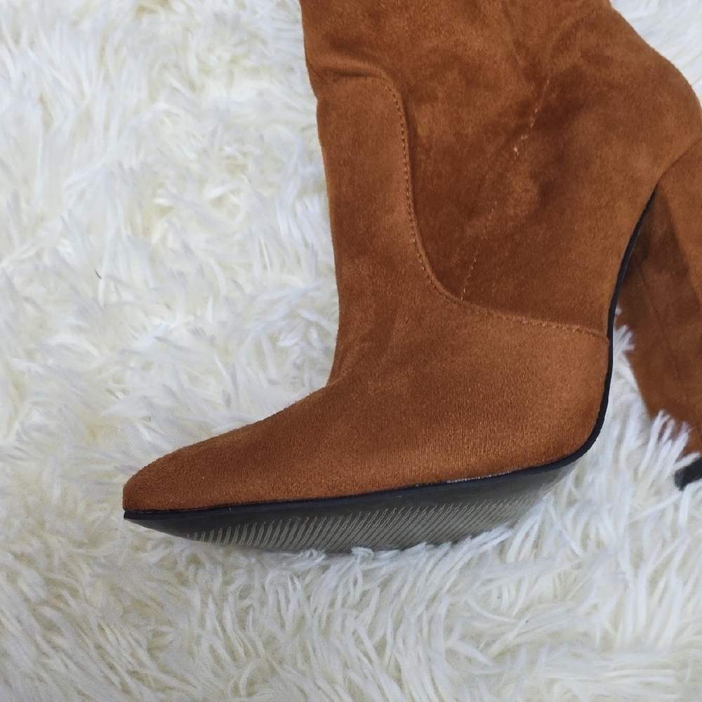 Brown Suede Knee-High Boots - Picture 5 of 14